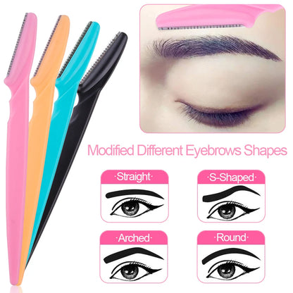 Portable 3/4/10Pcs Eyebrow Trimmer Face Blade Shaver Tools
