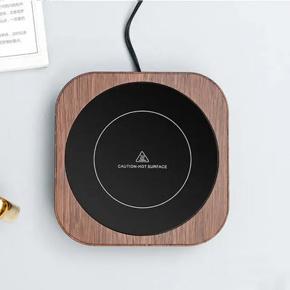 110V/220V Cup Heater Coffee Mug Warmer Electric Hot Plate Square-wood grain