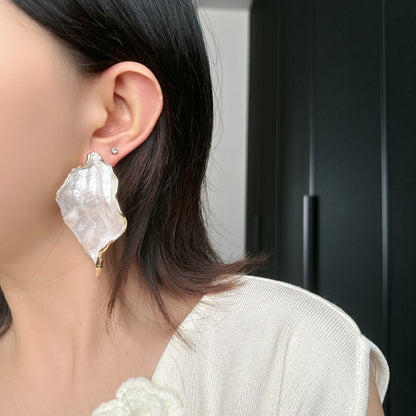 Metal White Drops Glaze Leaves Irregular Enamel Earrings for Women Stylish European and American Fashion Jewelry Gifts