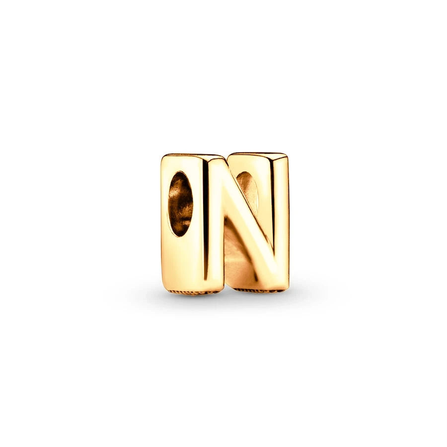 Gold Plated A To Z Alphabet Charm Beads For 925 Bracelet