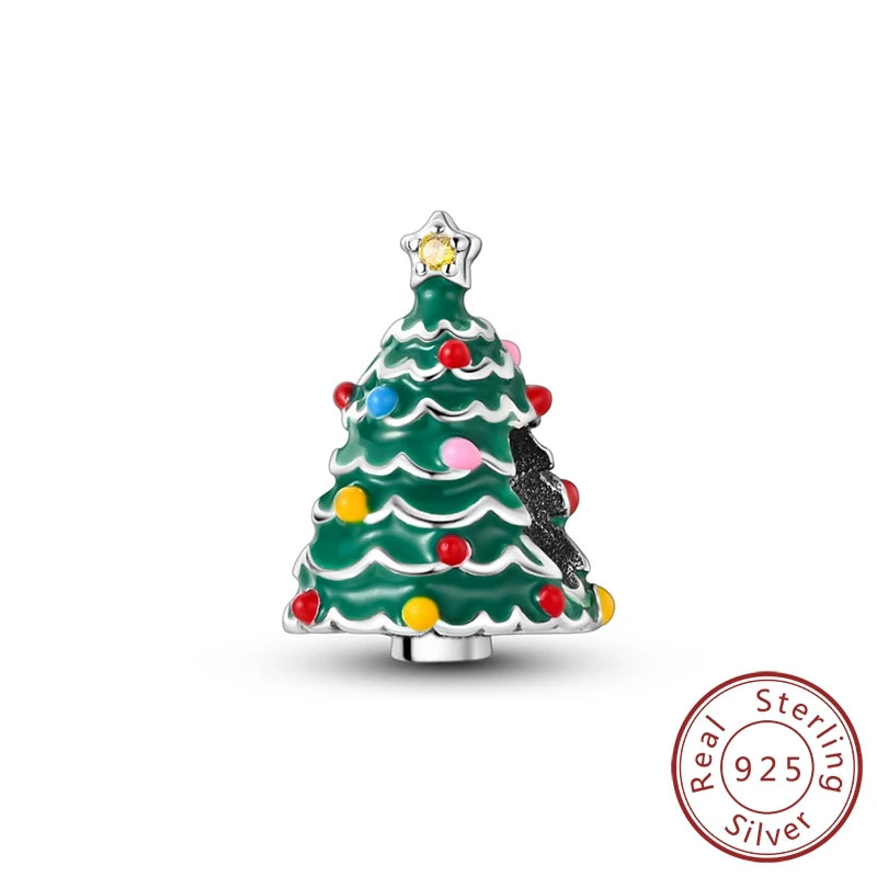 2025 Sterling Silver Christmas Charm Beads for Bracelets and Pendants KSC277