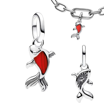 Sterling Silver 925 Skiing Penguin Charm with Geometric Snowflake Beads for Bracelets and Necklaces DIY Jewelry Gift