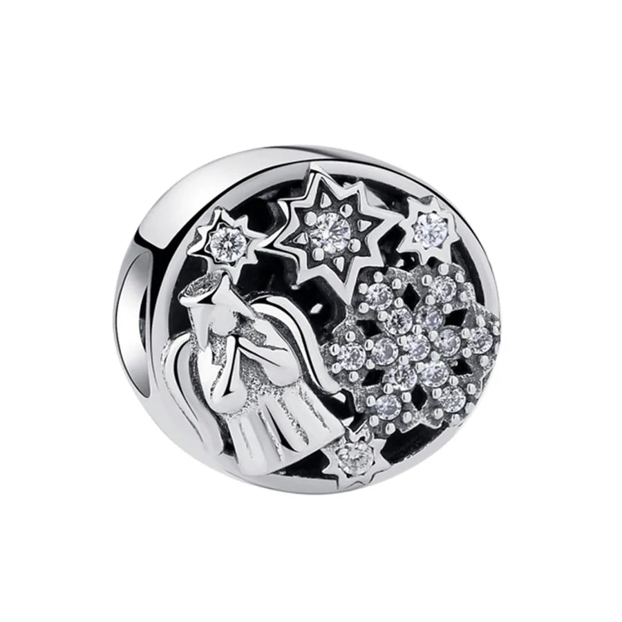 Yinyang Flower Clover Pendant 925 Silver Amulet for Bracelets DIY Jewelry Gift B1502