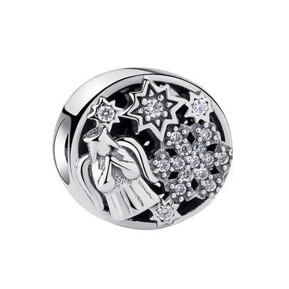 Yinyang Flower Clover Pendant 925 Silver Amulet for Bracelets DIY Jewelry Gift B1502