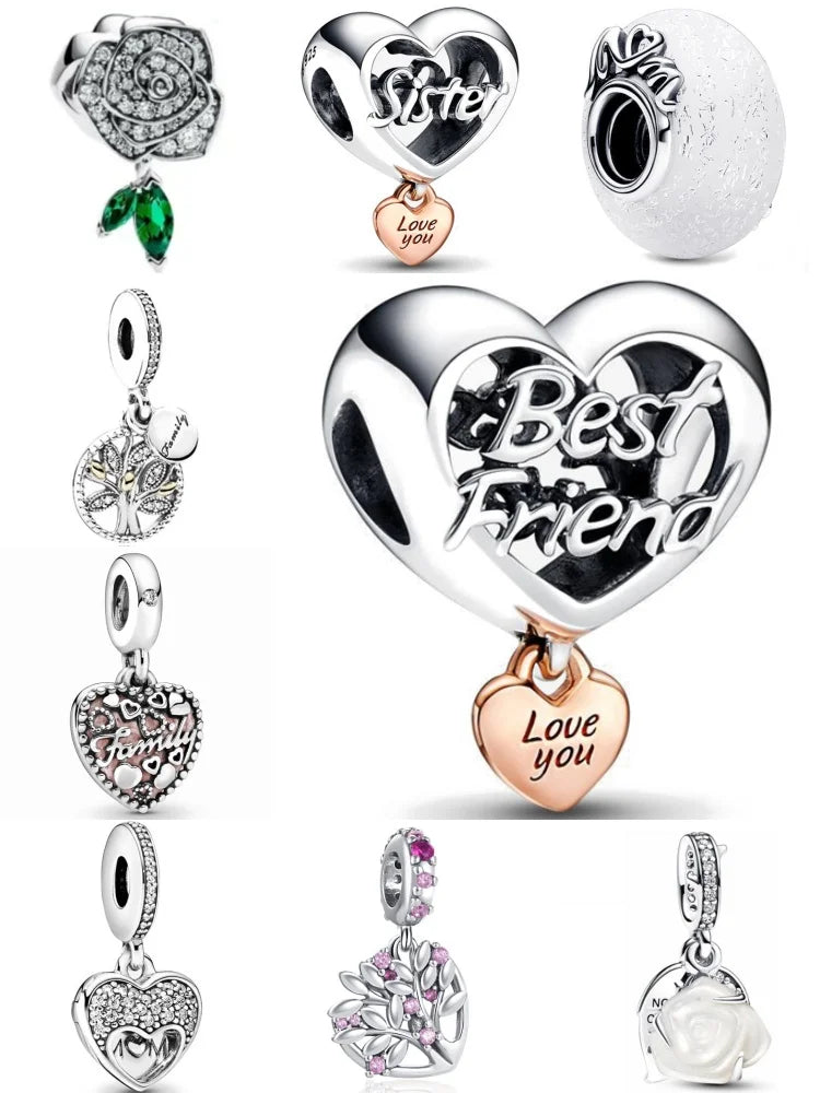 European 925 Sterling Silver Family Tree Charm Pendant Bead for Best Friend and Mom Jewelry Fit for Bracelet and Necklace