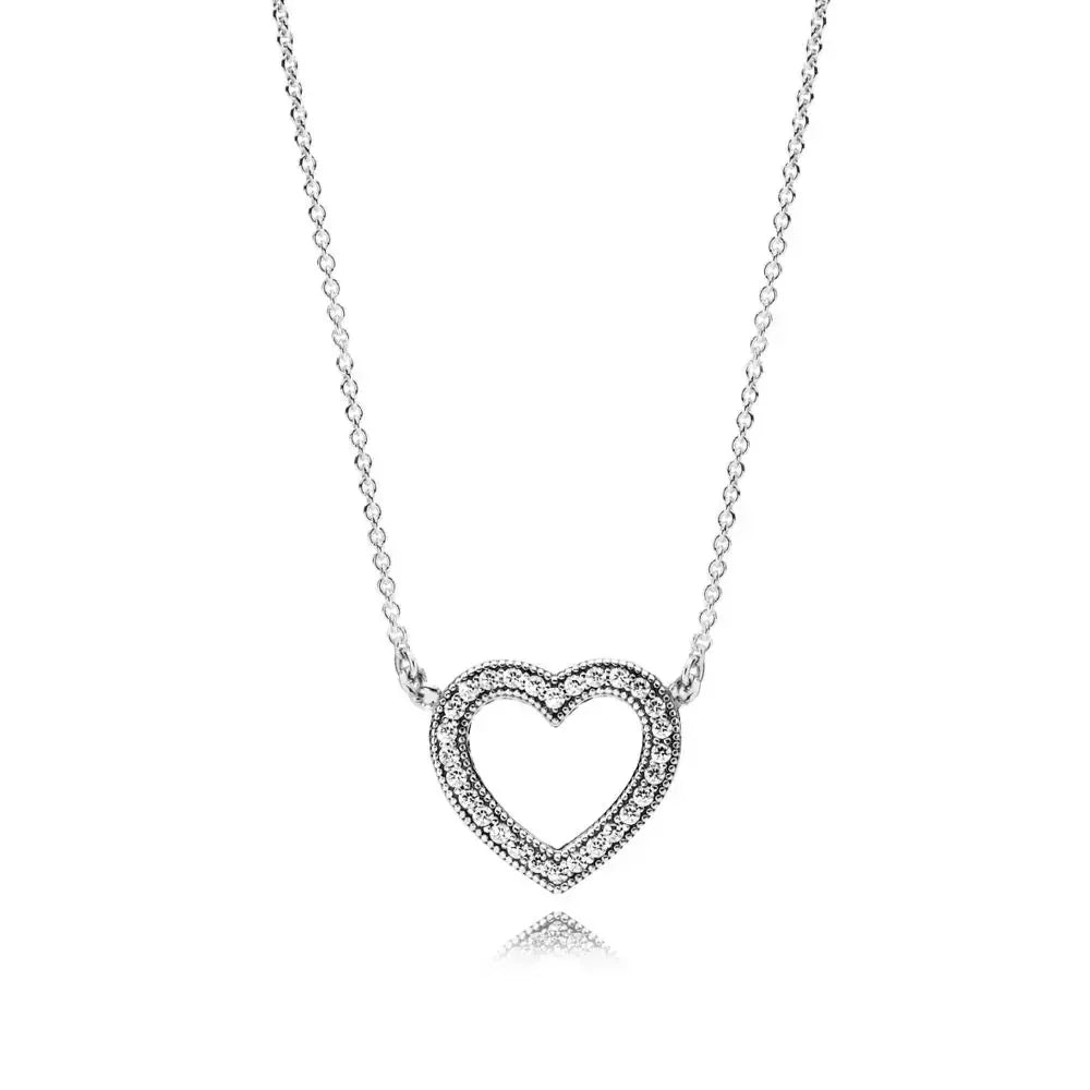Elegant 925 Sterling Silver Heart Pendant Necklace for Women - Perfect Valentine's Day Jewelry Gift