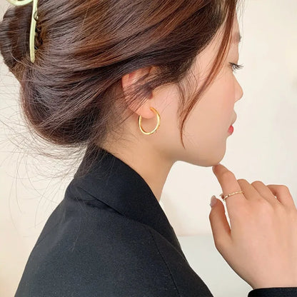 New Fashion Classics Simple Big Round Hoop Earrings for Women Shiny Delicate Jewelry New Arrival 2023 E596 Gold Color Inside 20mm 0.79in
