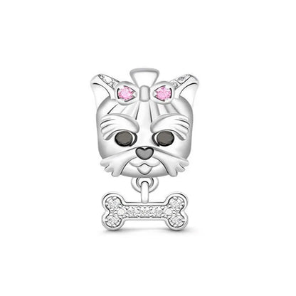 Sterling Silver Paw Print and Bone Charm Bead for Pet Bracelet Jewelry