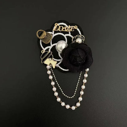 Elegant Korean Rhinestone Pearl Bow Brooches for Women Fashion Jewelry Lapel Pins