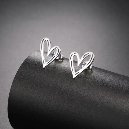 Skyrim Kpop Heart Stud Earrings for Women and Girls Stainless Steel Fashion Aesthetic Jewelry Valentine's Day Gift