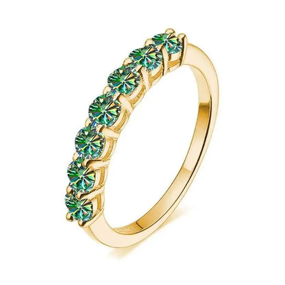 0.7CT Moissanite Gemstone Rings for Women in S925 Silver Stackable Wedding Band Elegant White Gold Jewelry Gift