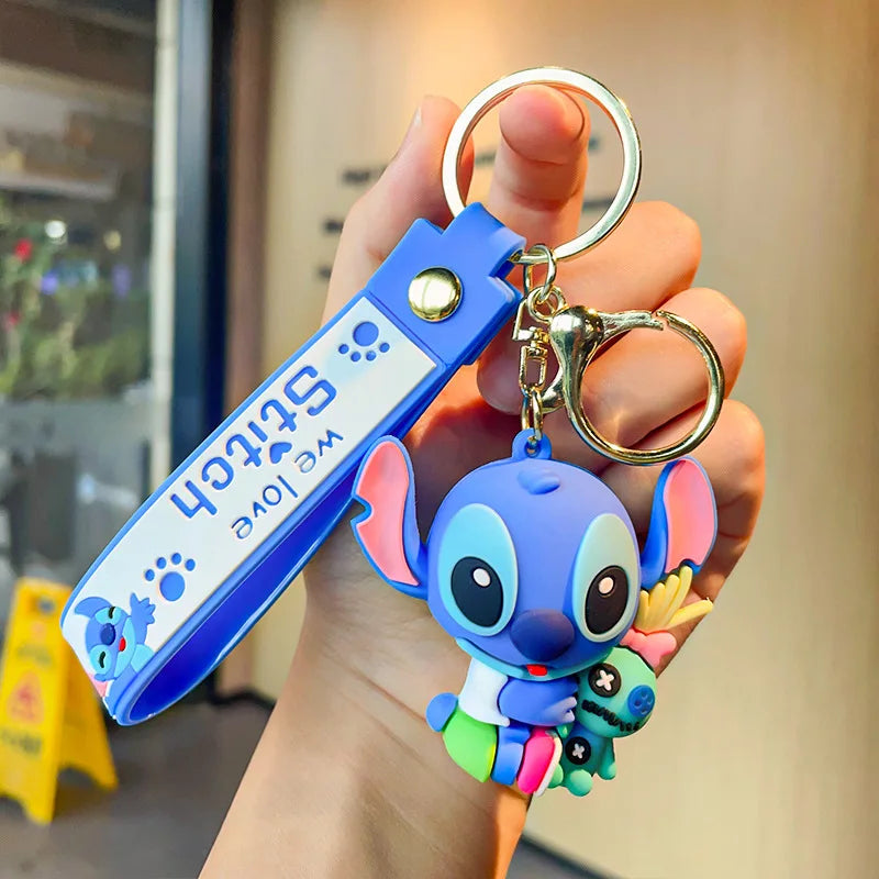 Kawaii Anime Disney Keychain Set Featuring Mickey Mouse, Minnie, Lilo & Stitch