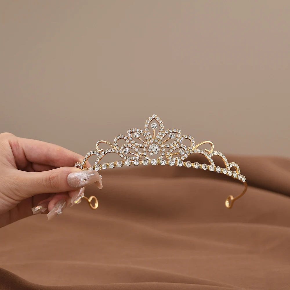 Mini Crystal Bridal Crown Comb for Girls - Rhinestone Pearl Tiaras for Weddings and Birthdays