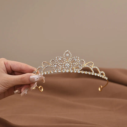 Mini Crystal Bridal Crown Comb for Girls - Rhinestone Pearl Tiaras for Weddings and Birthdays