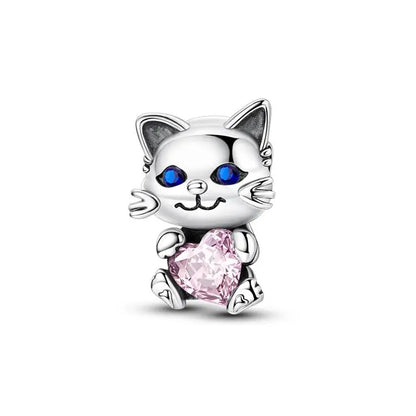 Genuine 925 Sterling Silver Heart Charm Bead for Mother's Day Bracelet Gift