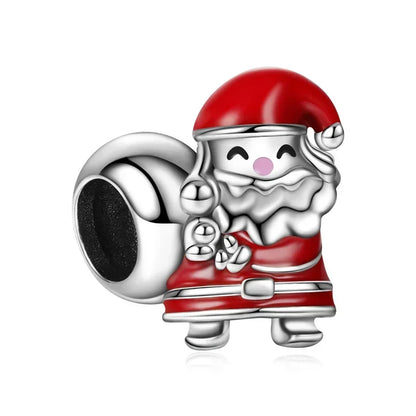 Original 925 Sterling Silver Christmas Charms Santa Claus Reindeer Earrings Beads for Necklace and Bracelet DIY Fine Jewelry Gifts