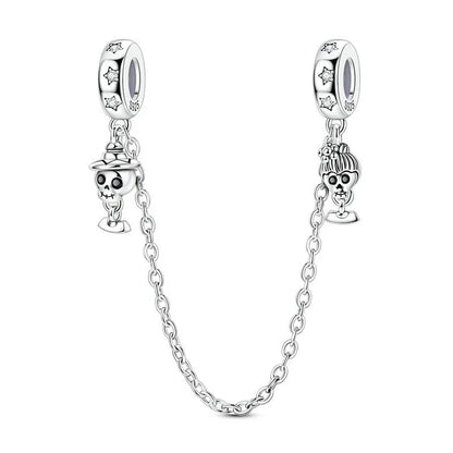Original 925 Sterling Silver Heart Skull Necklace Ring and Cross Bracelet Set with Zircon Accents for Halloween and Valentine Gifts