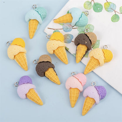 Cute 3D Ice Cream Resin Charms Set for DIY Jewelry Accessories