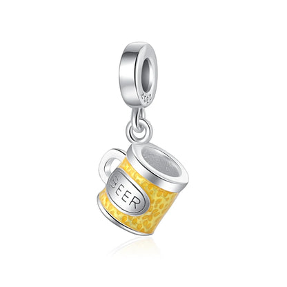 925 Sterling Silver Beer Bottle Popcorn Charm Bead Pendant