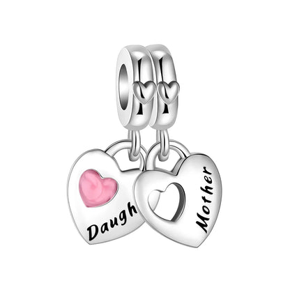 Sparkling Birthstone Heart Charm 925 Sterling Silver Pendant Bead for Mom DIY Jewelry Gift
