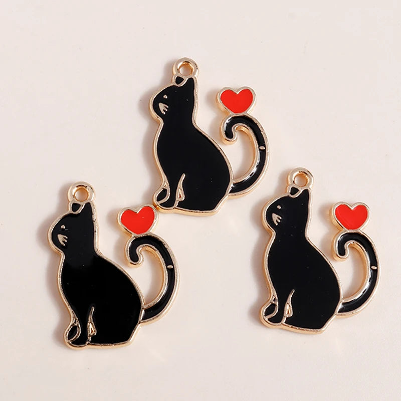 10 Pieces Mixed Cute Animal Charms Enamel Butterfly Cow Snail Cat Rabbit Deer Pendants for DIY Jewelry Making