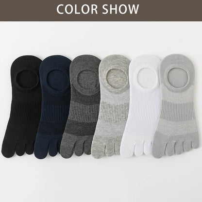 3 Pairs Mens Five Toe Breathable Anti Odor Ankle Socks