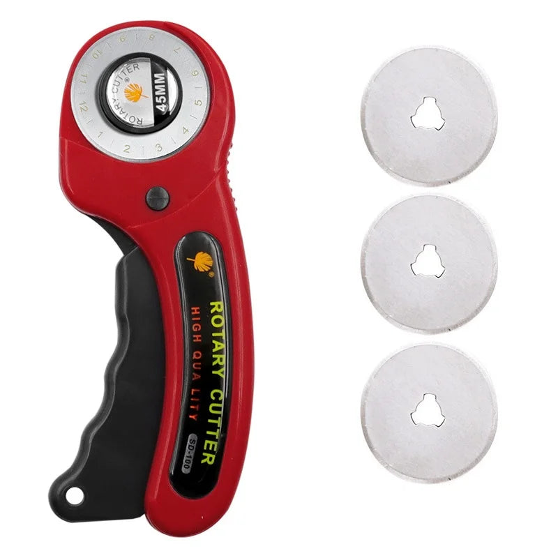 Ergonomic 45mm Rotary Cutter Set - Top-Rated Leather Craft Tool for Effortless DIY Sewing & Quilting Red Set