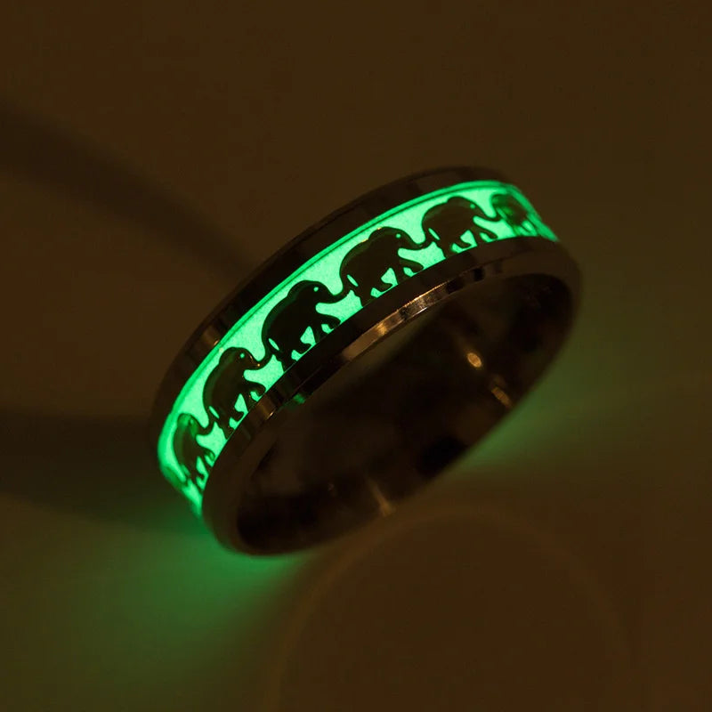 Luminous Dragon Stainless Steel Ring for Men - Glowing Green Animal Jewelry Gift