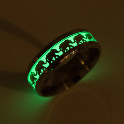 Luminous Dragon Stainless Steel Ring for Men - Glowing Green Animal Jewelry Gift