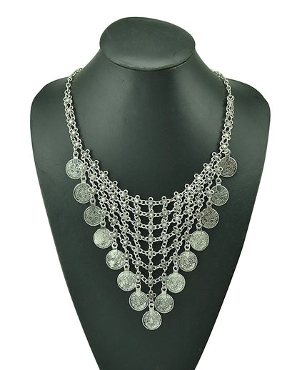 Indian Vintage Coin Tassel Choker Necklace for Women Ethnic Boho Jewelry Gift