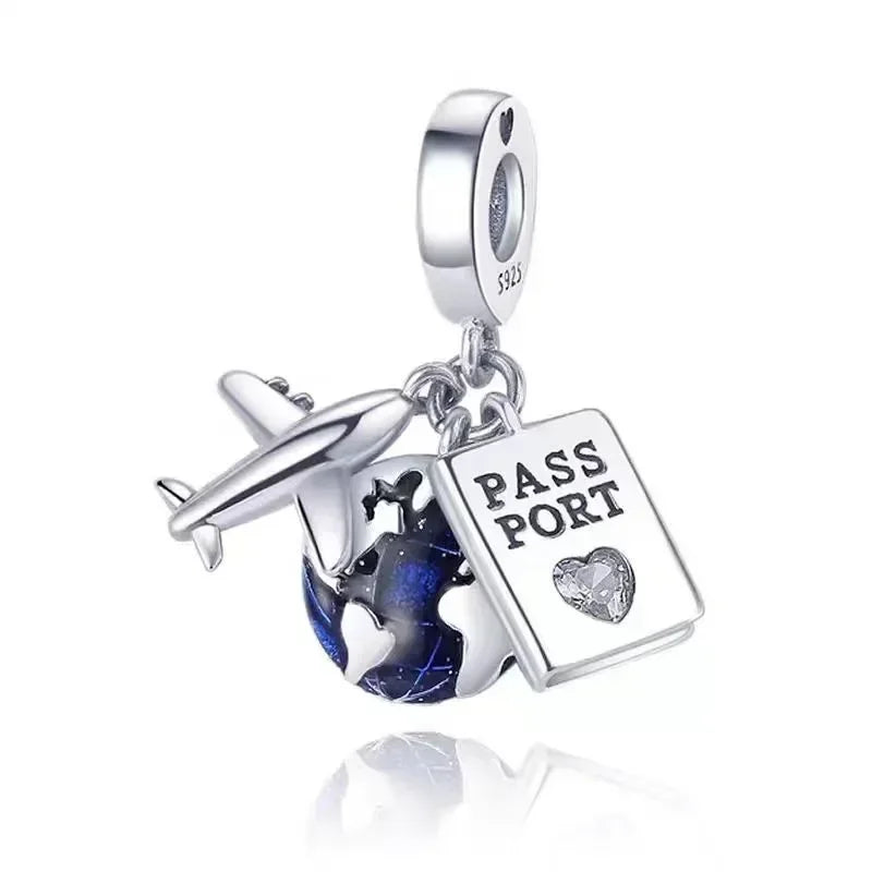 925 Sterling Silver Heart Blooming Rose Full Diamond Zircon Charms Pendant Beads for Bracelets and Necklaces