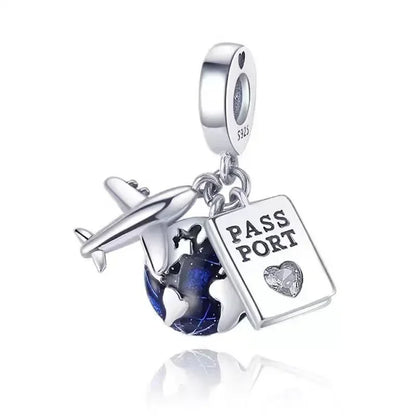 925 Sterling Silver Heart Blooming Rose Full Diamond Zircon Charms Pendant Beads for Bracelets and Necklaces