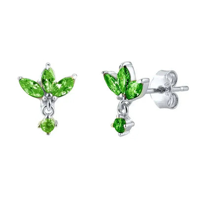 925 Sterling Silver Tiny Stud Earrings Colorful Crystal Luxury Jewelry LN0174-15