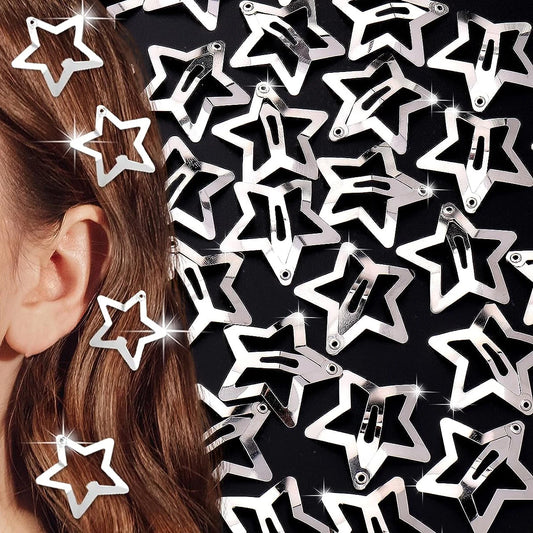 Starry Fashion Hair Clips Set for Girls - Elegant Filigree Metal Snap Barrettes