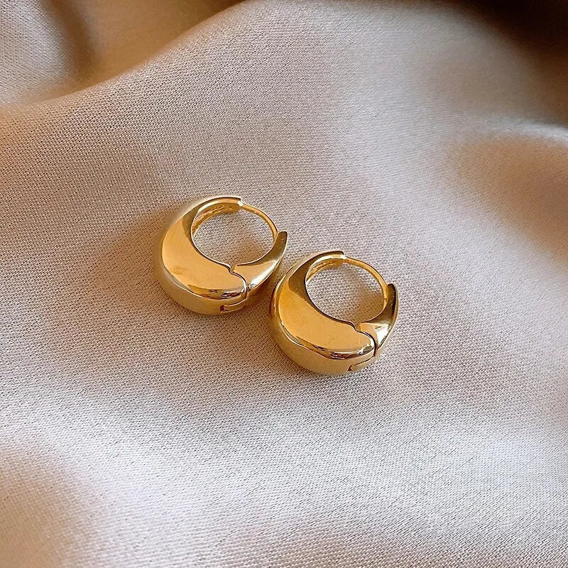 Punk Oval Hoop Earrings Minimalist U Shaped Accessories for Daily Style gold color