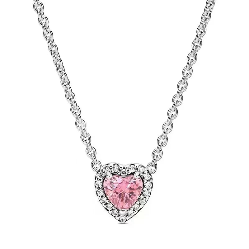 Luxury 925 Sterling Silver Colorful Arrow Heart Bow Tie Feather Pendant Necklace Charming DIY Gift for Women