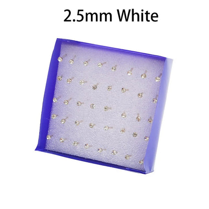 20 Pair Set Women Girls Rhinestone Crystal Stud Earrings Elegant Daily Wear Jewelry Gift