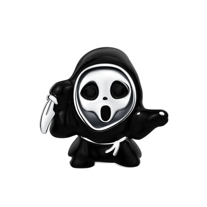 925 Sterling Silver Halloween Charms Set Pumpkin Skull Witch Ghost Beads for Bracelet Necklace Jewelry
