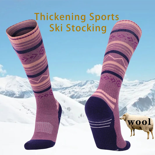 Womens Wool Knee High Thermal Ski Socks For Winter Outdoor