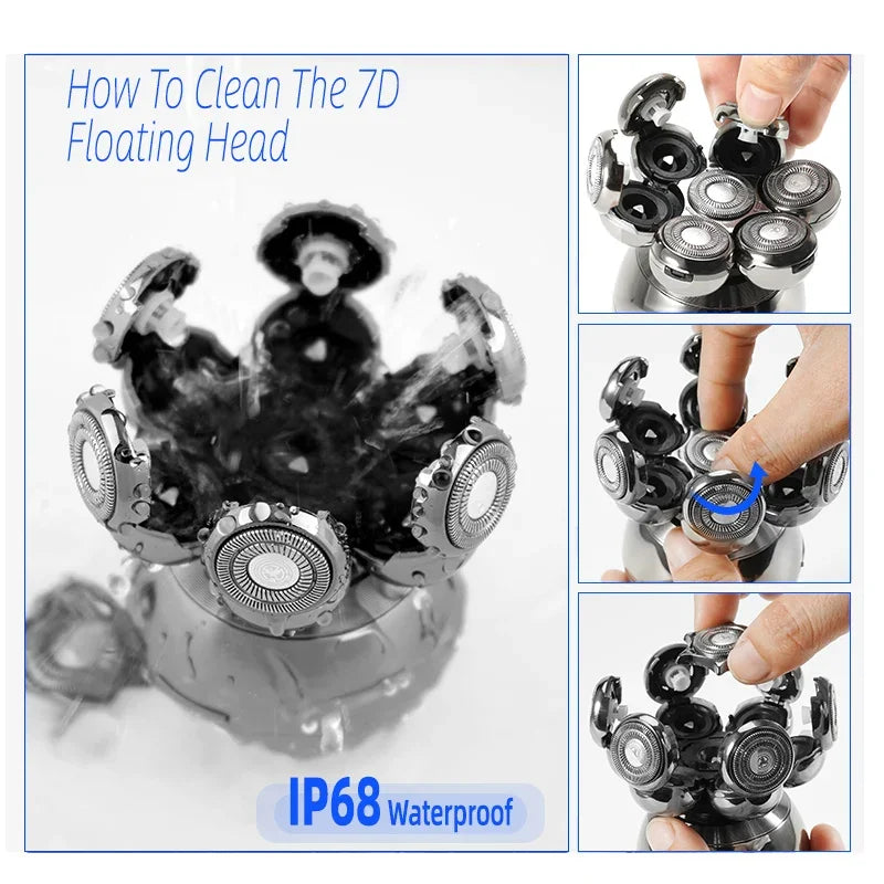 Electric Shaver 7D Floating Cutter Head Waterproof Trimmer
