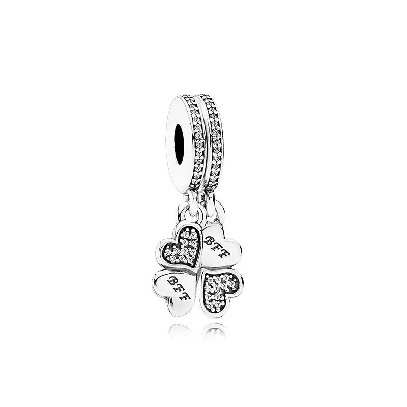 Elegant 925 Sterling Silver Bow Charm with Zircon for Mother's Day Bracelet