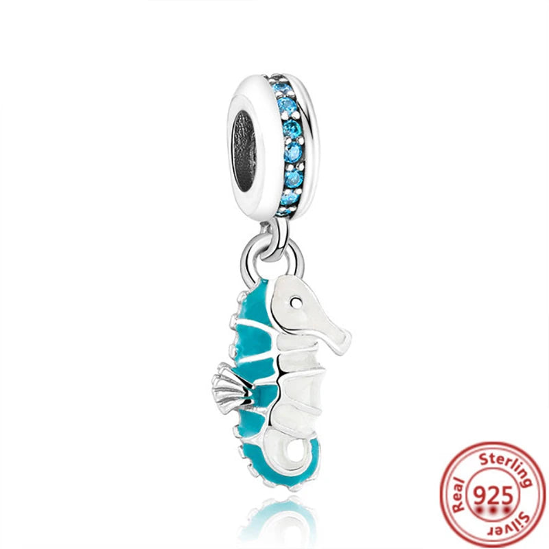 925 Sterling Silver Animal Charms Bracelet Beads with Zircon - Unicorn, Squirrel, Elephant Y740