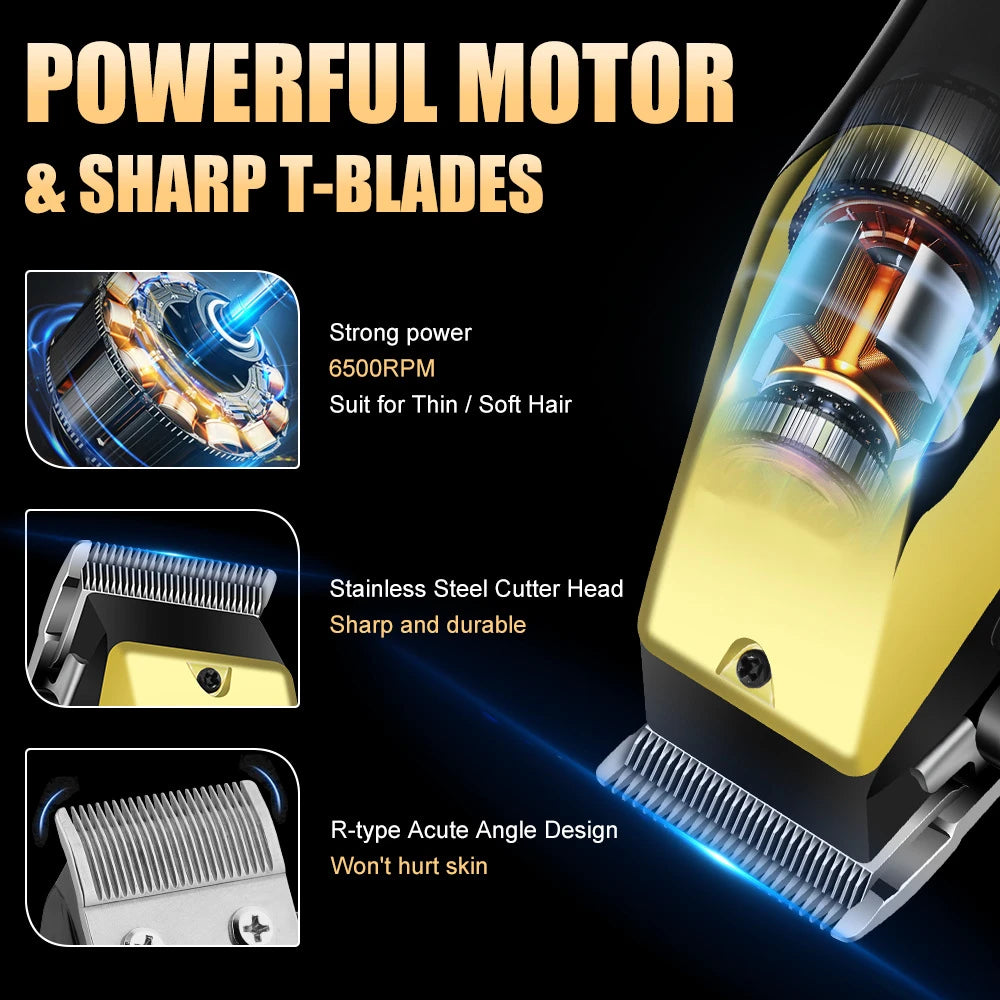 USB Rechargeable Hair Clippers Set for Men with Stainless Steel Blades and Electric Trimmers Ideal for Home Use