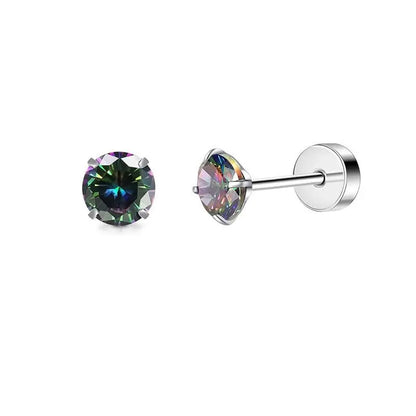 2PCS Set Stainless Steel Heart Moon Stud Earrings for Women Trendy Ear Tragus Cartilage Body Piercing