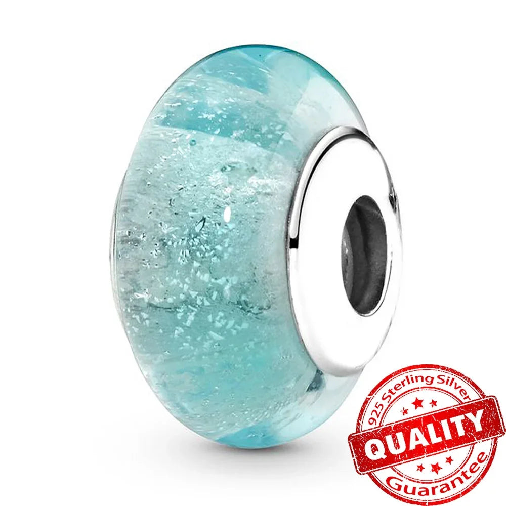 Colorful Flower Murano Glass Charm 925 Sterling Silver Top Rated DIY Jewelry for Bracelets and Necklaces LLZ009-GN