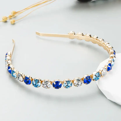 Fine Edged Baroque Style Gorgeous Women's Metal Hair Band Blue color Hairbands