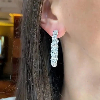 Huitan Elegant Cubic Zirconia Hoop Earrings for Women Luxurious Statement Jewelry