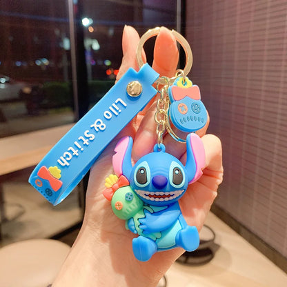 Kawaii Anime Disney Keychain Set Featuring Mickey Mouse, Minnie, Lilo & Stitch