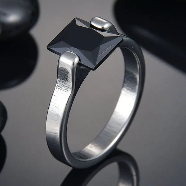 Elegant Zircon Crystal Stainless Steel Ring for Weddings and Engagements