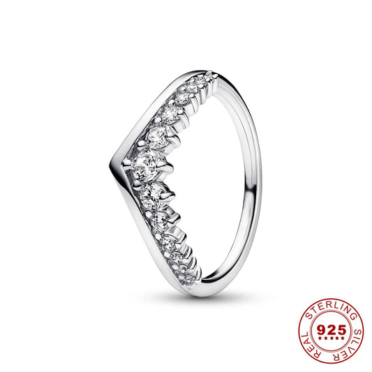 Crown 925 Sterling Silver Stackable Ring with Rose Gold Finish and Shiny Zircon for Women Elegant Fashion Jewelry and Wedding Gifts PAR319